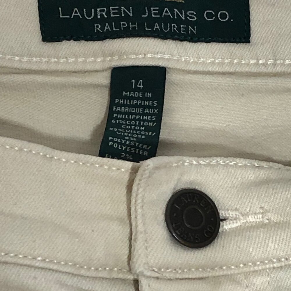 LRL Lauren Jeans Co. Women's FIve Pocket White Jeans Size 14 #NewEnglandCasual - Picture 8 of 13